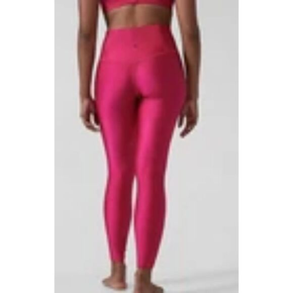 RARE Athleta Elation Shine Tight Leggings- Women’s Size Small – Hot Pink Shimmer - Picture 3 of 11